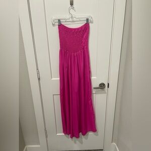 Boutique Hot Pink Strapless Jumpsuit